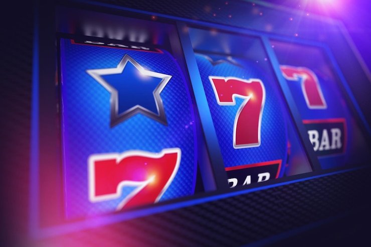 Antarmuka permainan Blueprint Gaming menampilkan informasi RTP, volatilitas, dan tombol putar